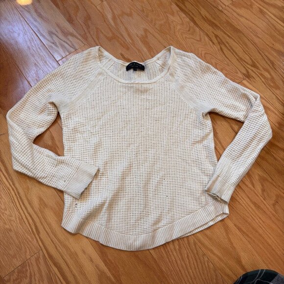 rag & bone Tops - Rag & Bone M Cream Wool Cashmere Perforated Mesh Open Knit Pullover Sweater